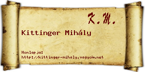 Kittinger Mihály névjegykártya